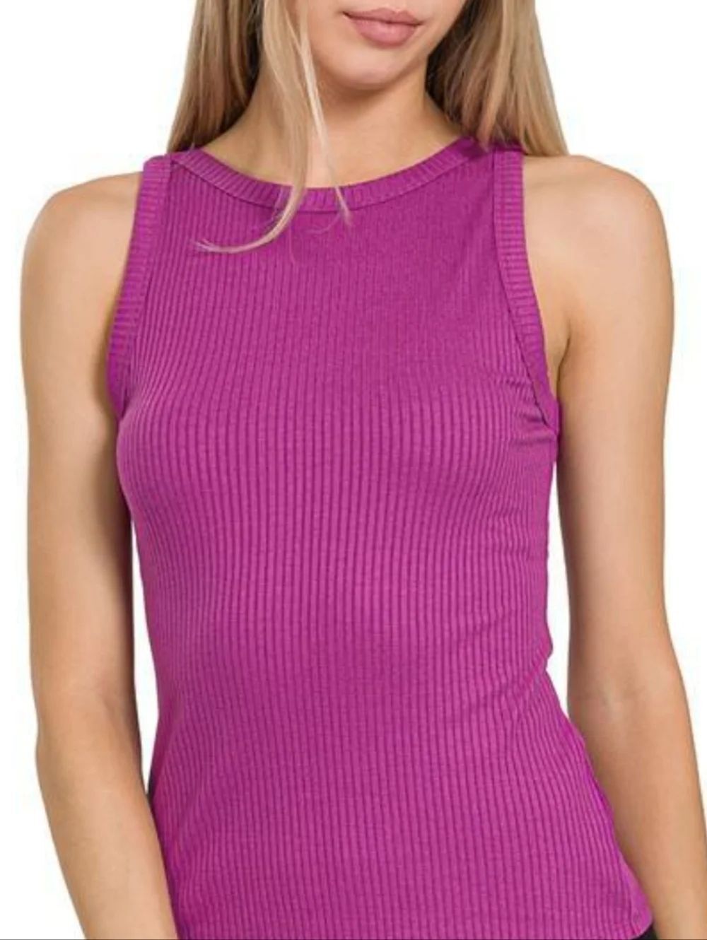 ☔️🔺️WHBM for Me Fuchsia Ribbed Stretch Sleeveless Top Medium